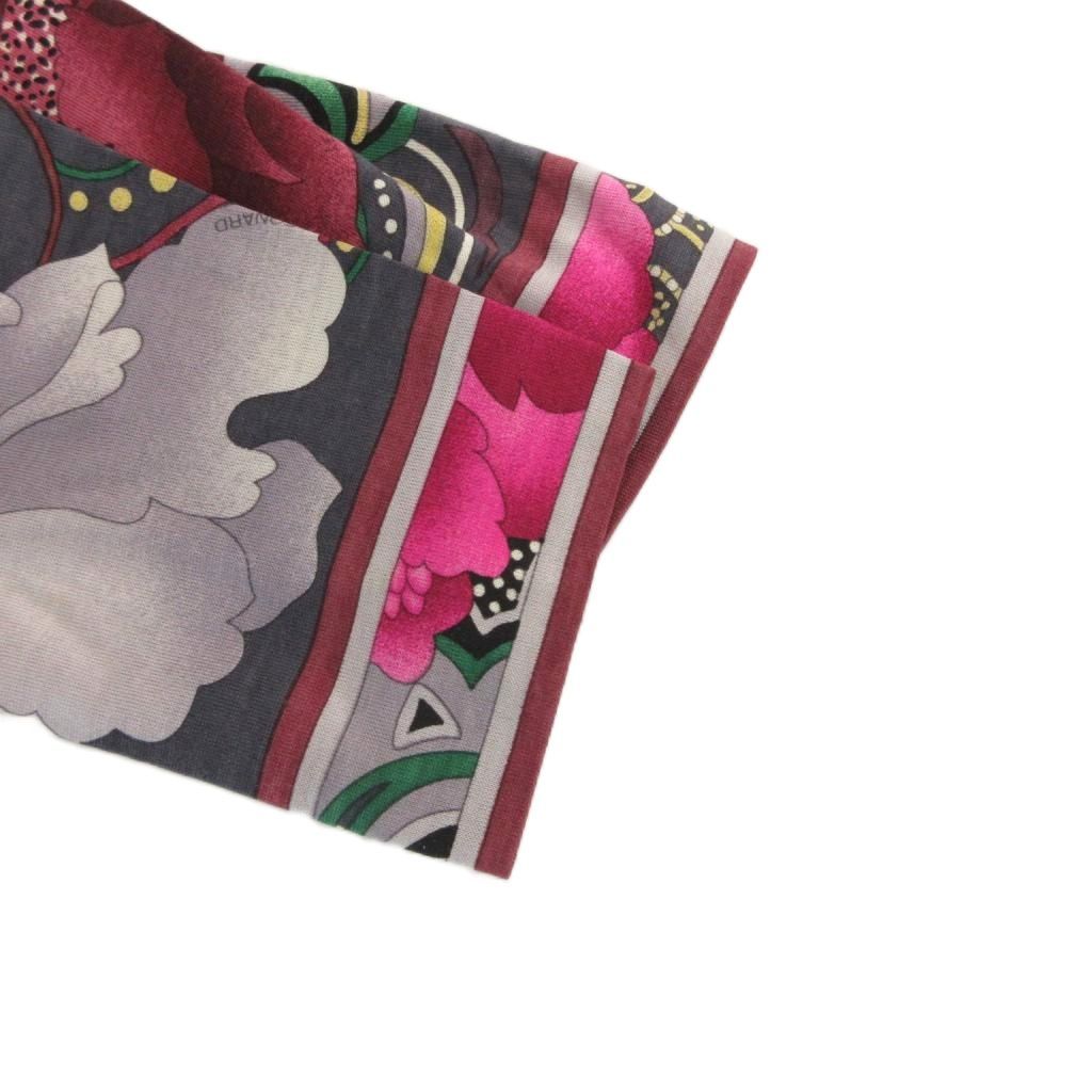 レオナール LEONARD カットソー シルク混 長袖 38 グレー 花柄