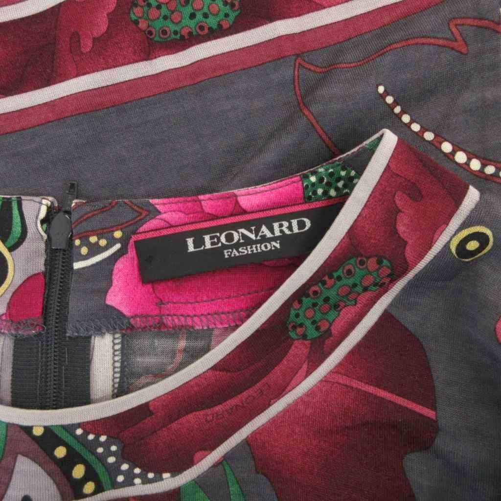 レオナール LEONARD カットソー シルク混 長袖 38 小売 グレー 花柄