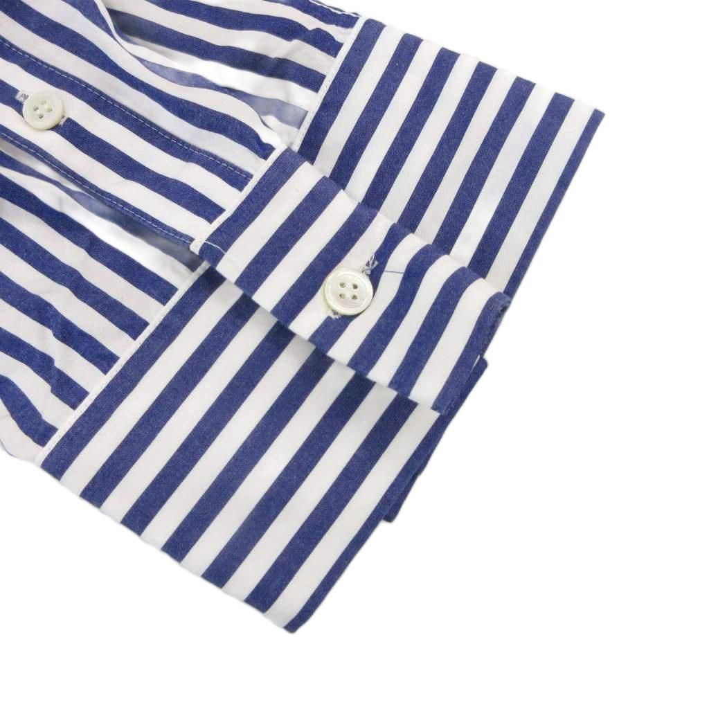 サカイ sacai フリルシャツ シアー切替 ストライプ 長袖 2 白 ホワイト