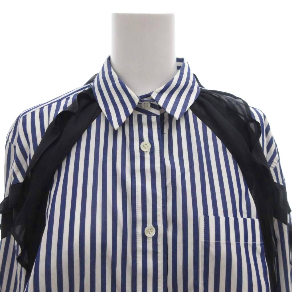 sacai サカイ ストライプ フリル ブラウス シャツ アシンメトリー【美品】 sacai ストライプ アシメントリーシャツ アシンメトリーストライプ