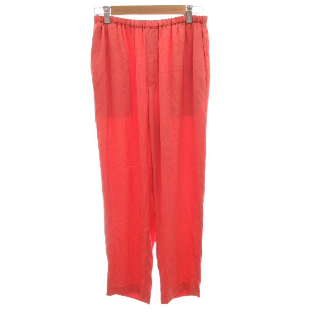 ドゥロワー Drawer サテン ウエストドローパンツ スラックス イージー ゴムウエスト 絹 シルク 38 ピンク FF GY 62