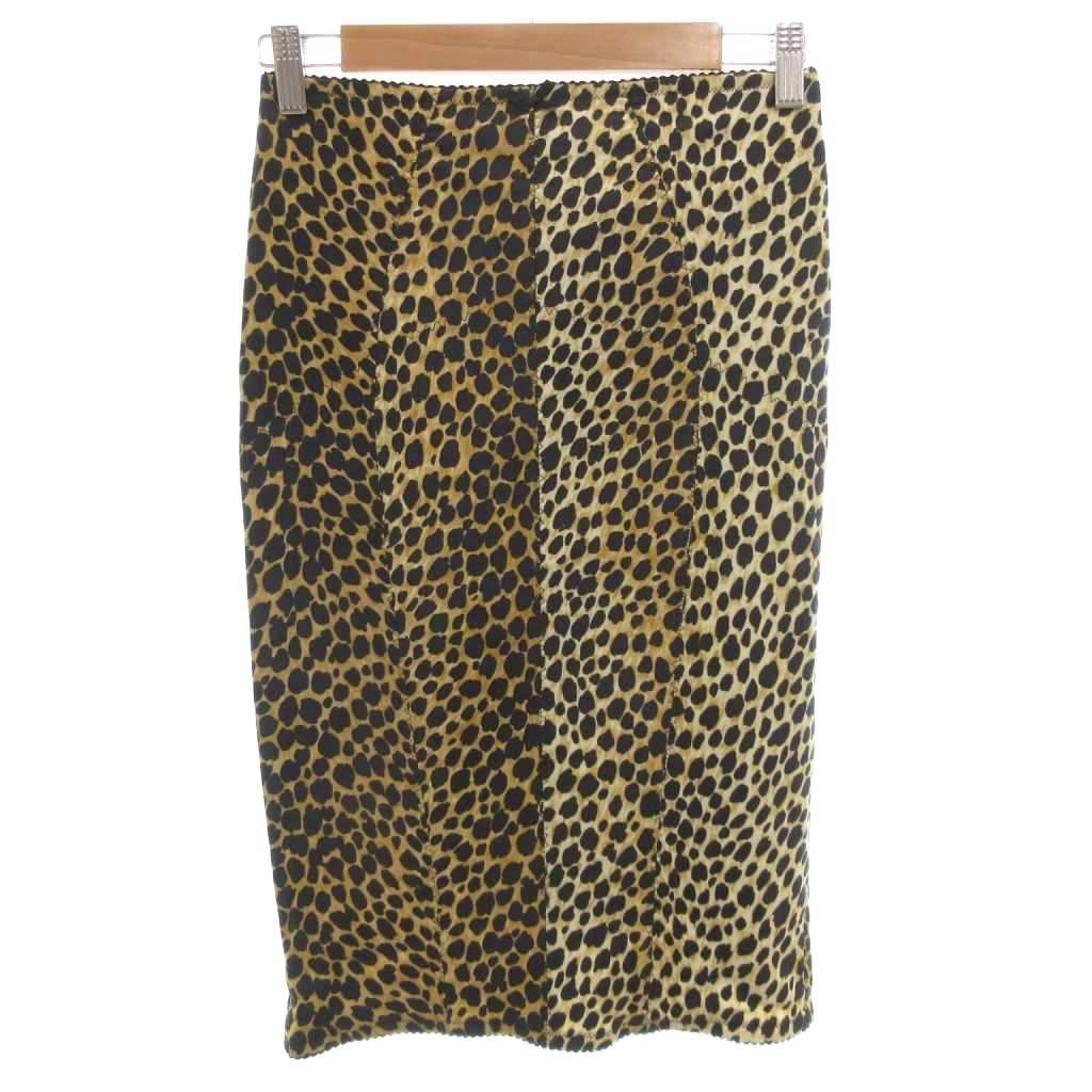 ドルチェ ガッバーナ ドルガバ DOLCE GABBANA タイトスカート ジップ 42 黄 イエロー 黒 ブラック レオパード柄 ヒョウ柄 FF GY 62
