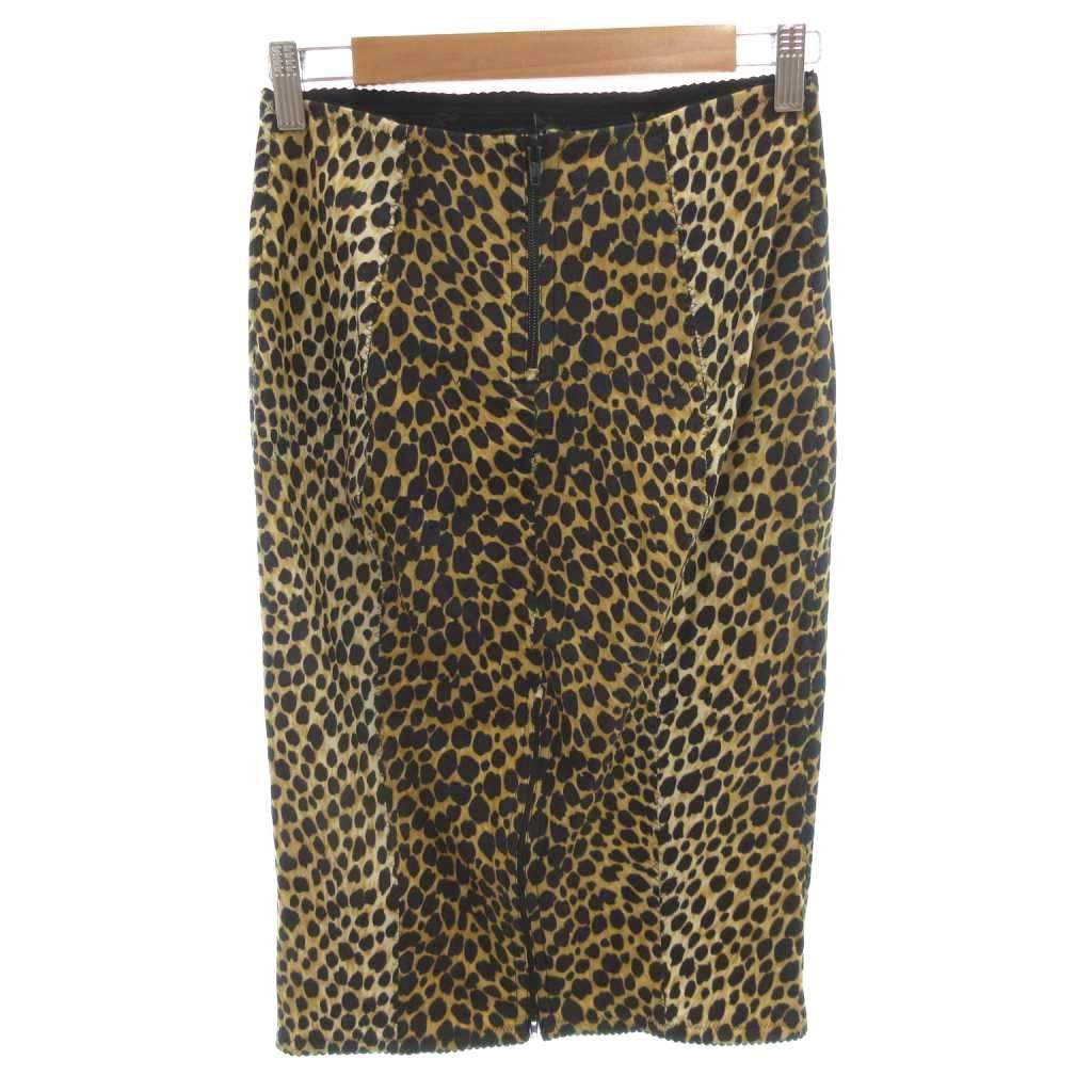 ドルチェ-ガッバーナ ドルガバ DOLCE-GABBANA タイトスカート ジップ 42 黄 イエロー 黒 ブラック レオパード柄 ヒョウ柄 FF GY 62