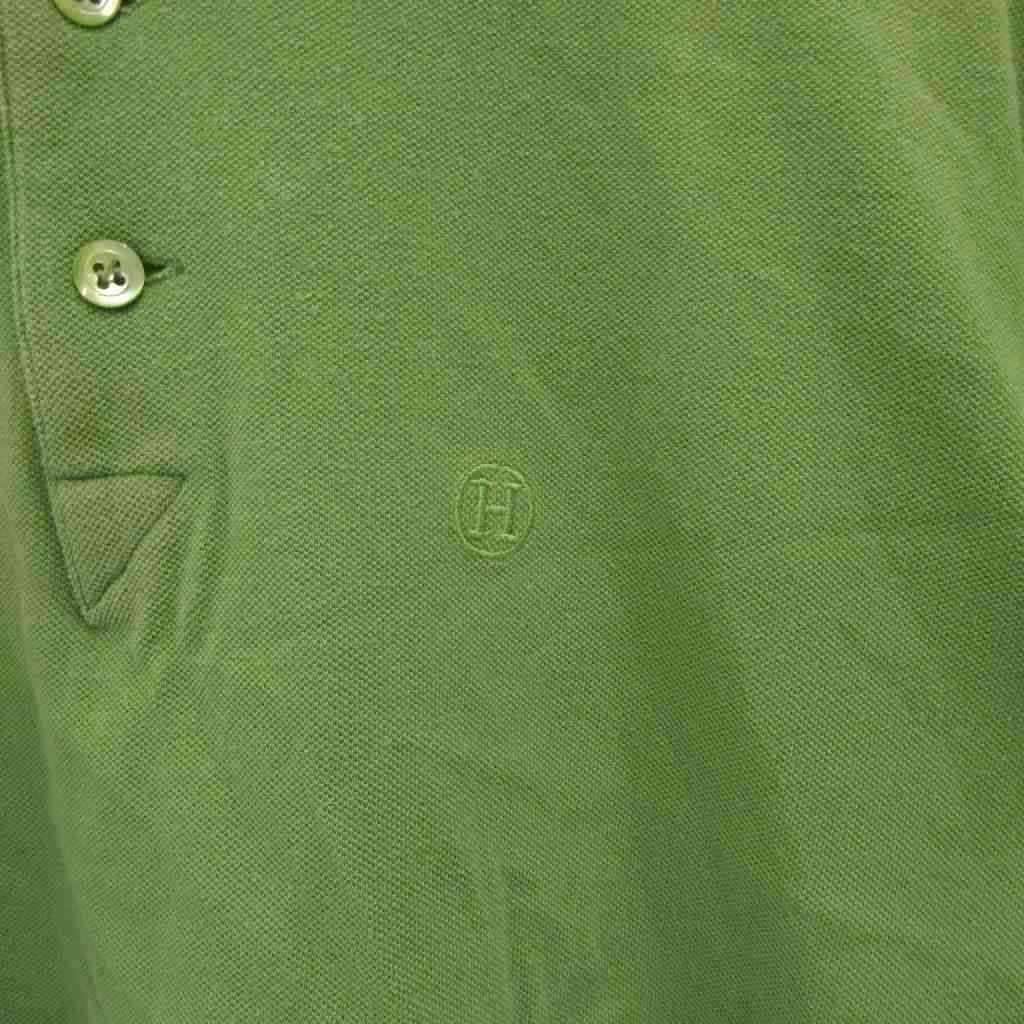 エルメス HERMES ポロシャツ 黄緑 ライムグリーン Hロゴ 刺繍 /FF
