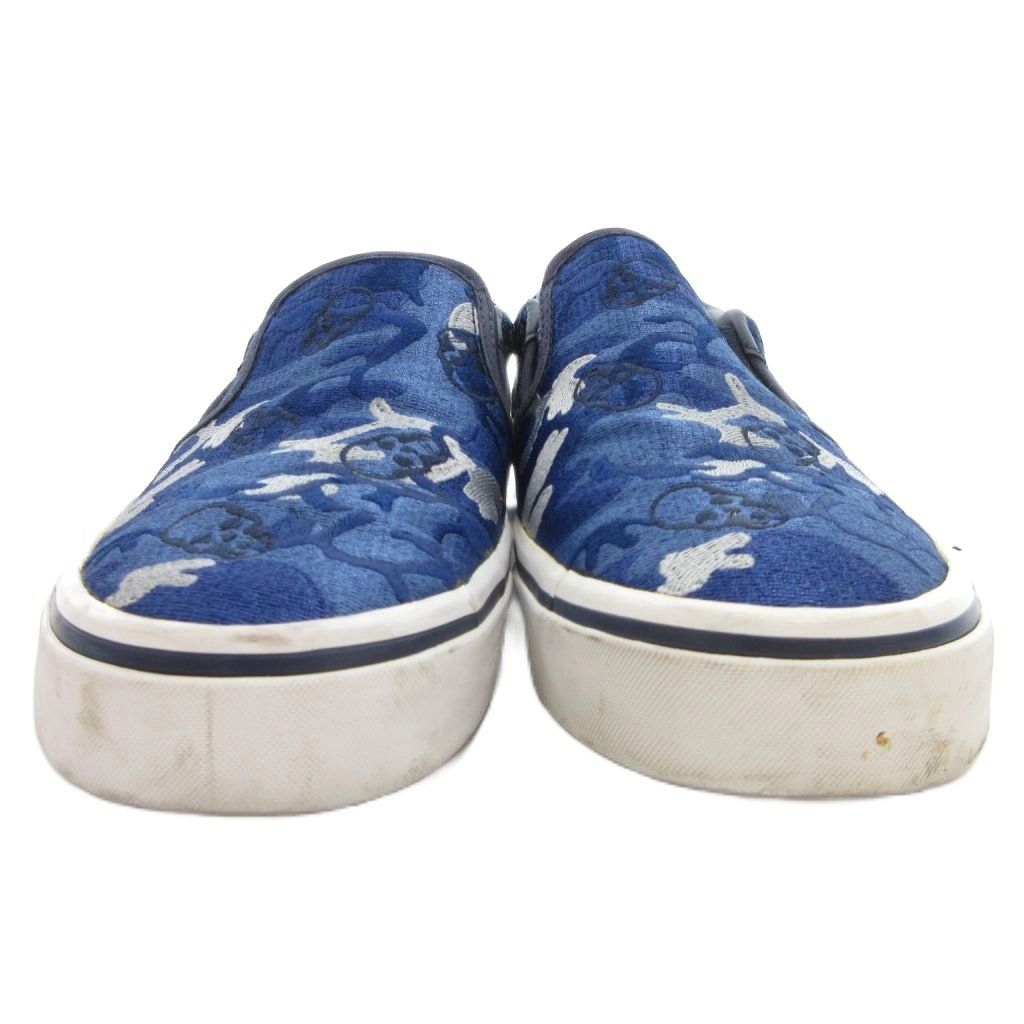 ルシアンペラフィネ LUCIEN PELLAT-FINET スリッポンシューズ 9 青 ブルー 迷彩柄 カモフラージュ柄 スカル刺繍 UO GY 62