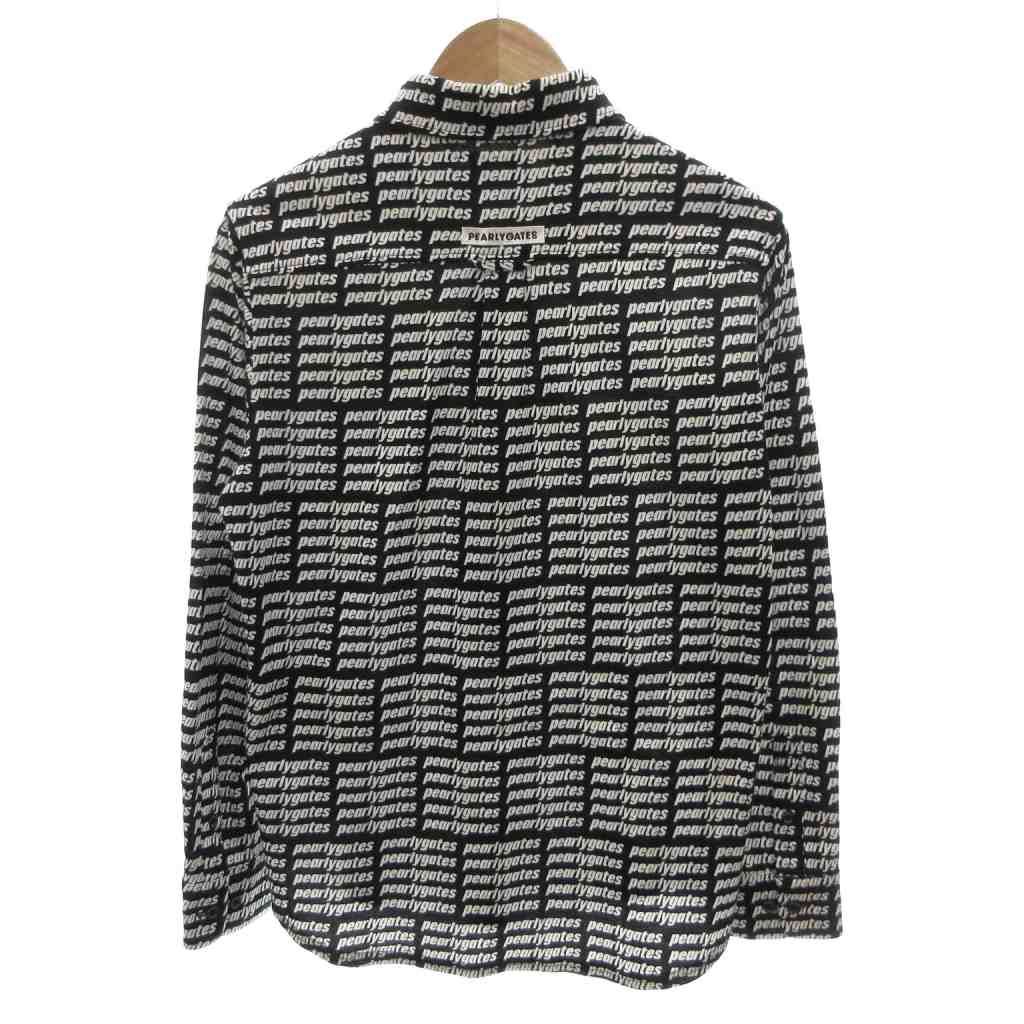 パーリーゲイツ PEARLY GATES ポロシャツ バイ 長袖 4 白 ホワイト 黒 ブラック 総柄 ロゴ FF GY 62