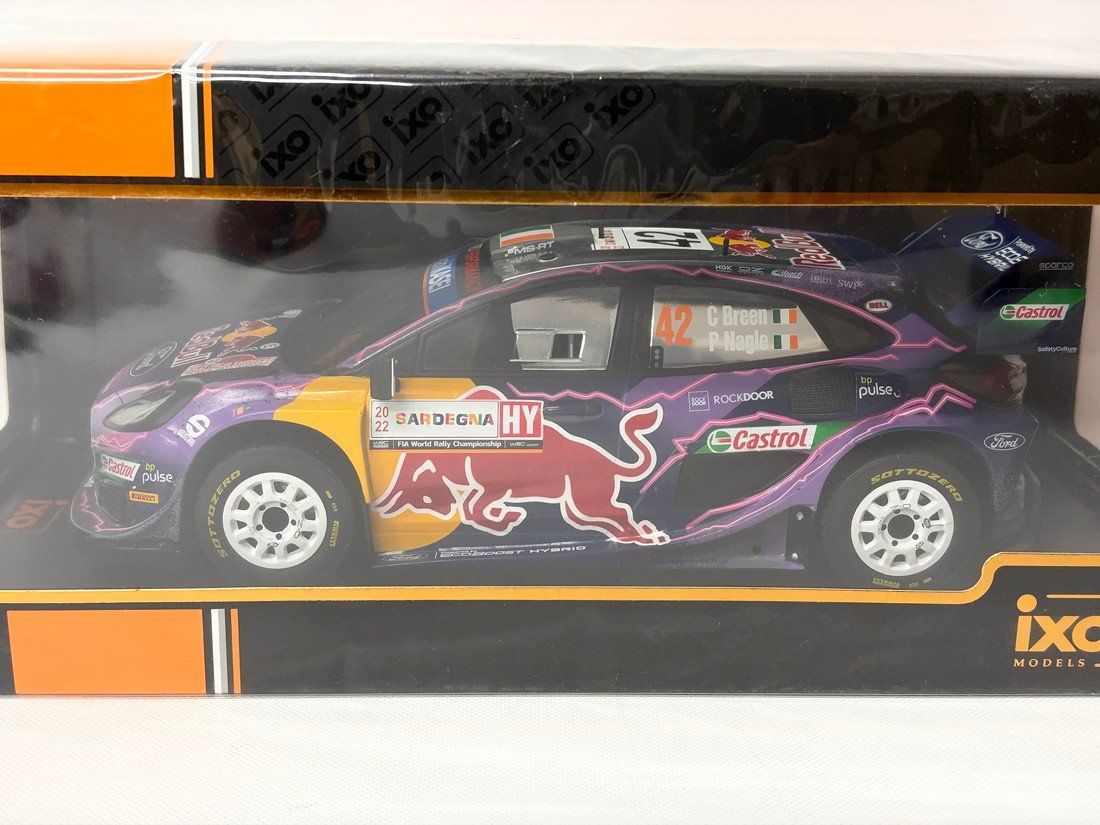 FORD PUMA RALLY 1 RED BULL チーム フォード N 42 ラリー サルディニア 2位 2025 C.ブリーン P.ナグル パープル イエロー ブラック IXO 18 ミニカー