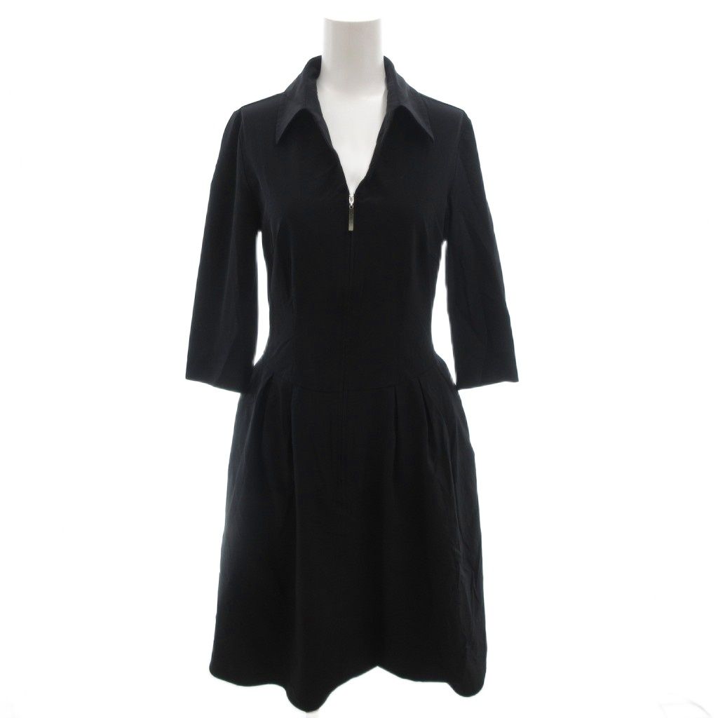 フォクシーNew York　襟付き上品ワンピース　40 フォクシーニューヨーク FOXEY NEW YORK ジップアップワンピース 40 紺