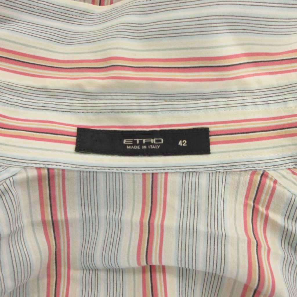 エトロ ETRO カジュアル シャツ ストライプ 長袖 42 マルチカラー /FF
