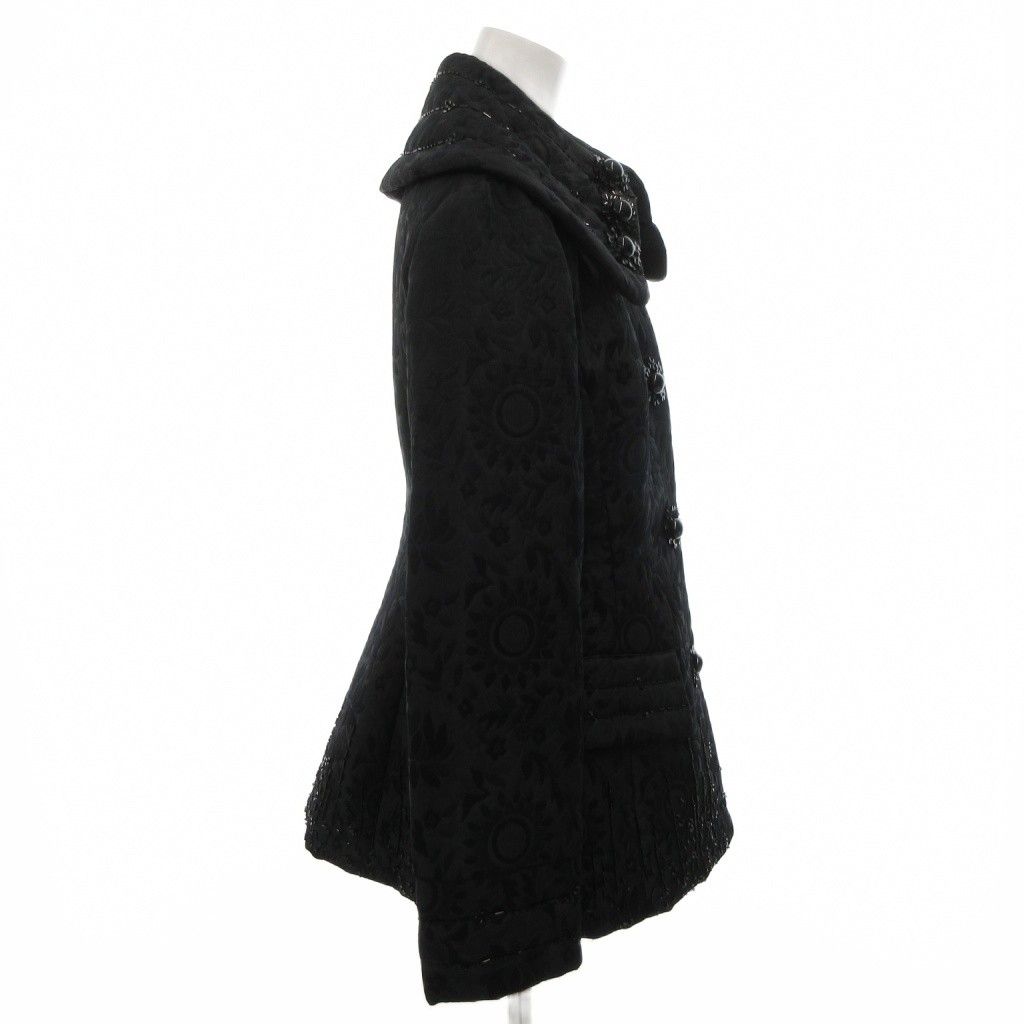 NOKO OHNO ノコ オーノ 中綿ジャケット 38 黒 ブラック 花柄 織り柄