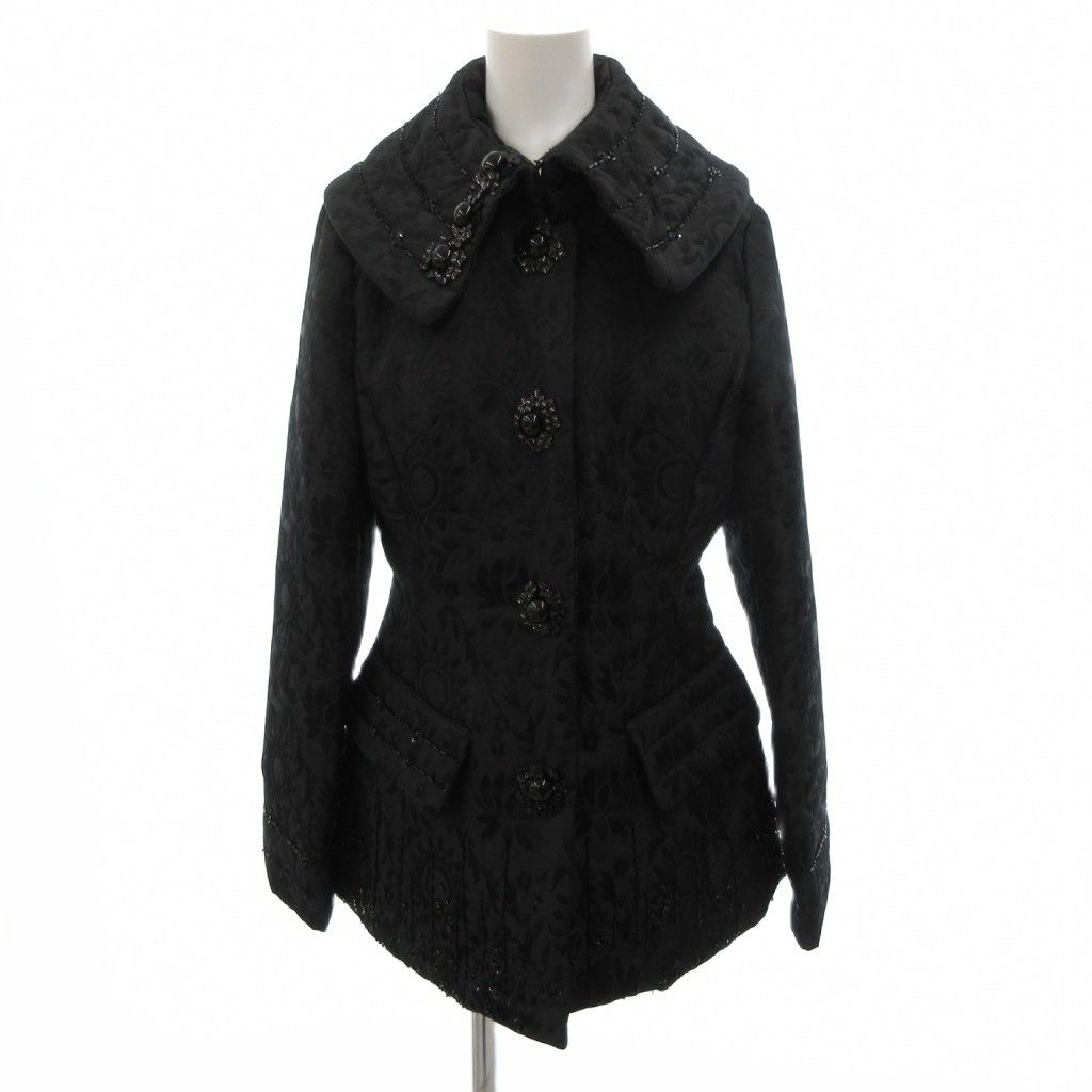 NOKO OHNO ノコ オーノ 中綿ジャケット 38 黒 ブラック 花柄 織り柄