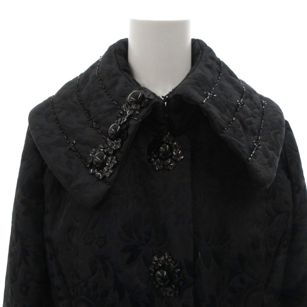 NOKO OHNO ノコ オーノ 中綿ジャケット 38 黒 ブラック 花柄 織り柄