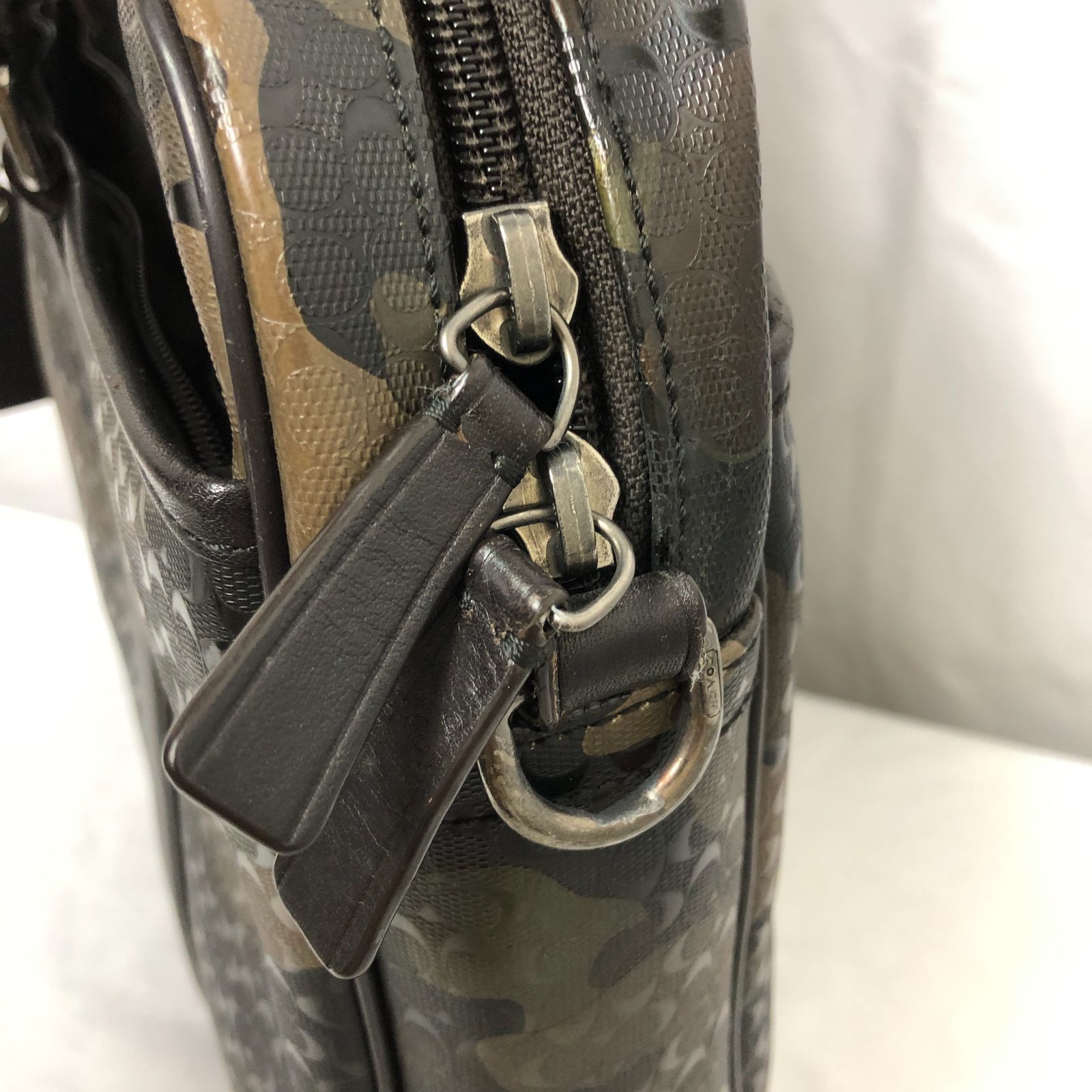 COACH ビジネスバッグ メンズ 2 WAYブリーフケース 迷彩柄 コーチ KSAW 10 7085 ワイドデニム ビジネスバッグ 