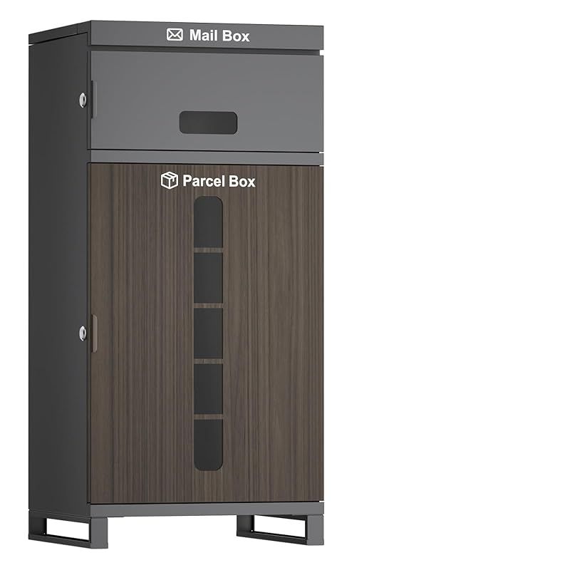 複数投函 大容量 宅配ボックス 宅配BOX おしゃれ 木目調 ポスト一体型 ポスト付き 組み立て不要 防水 防錆 屋外 置き配 盗難防止 両開扉 透明窓 案内ステッカー付き 戸建て用 個人宅 1