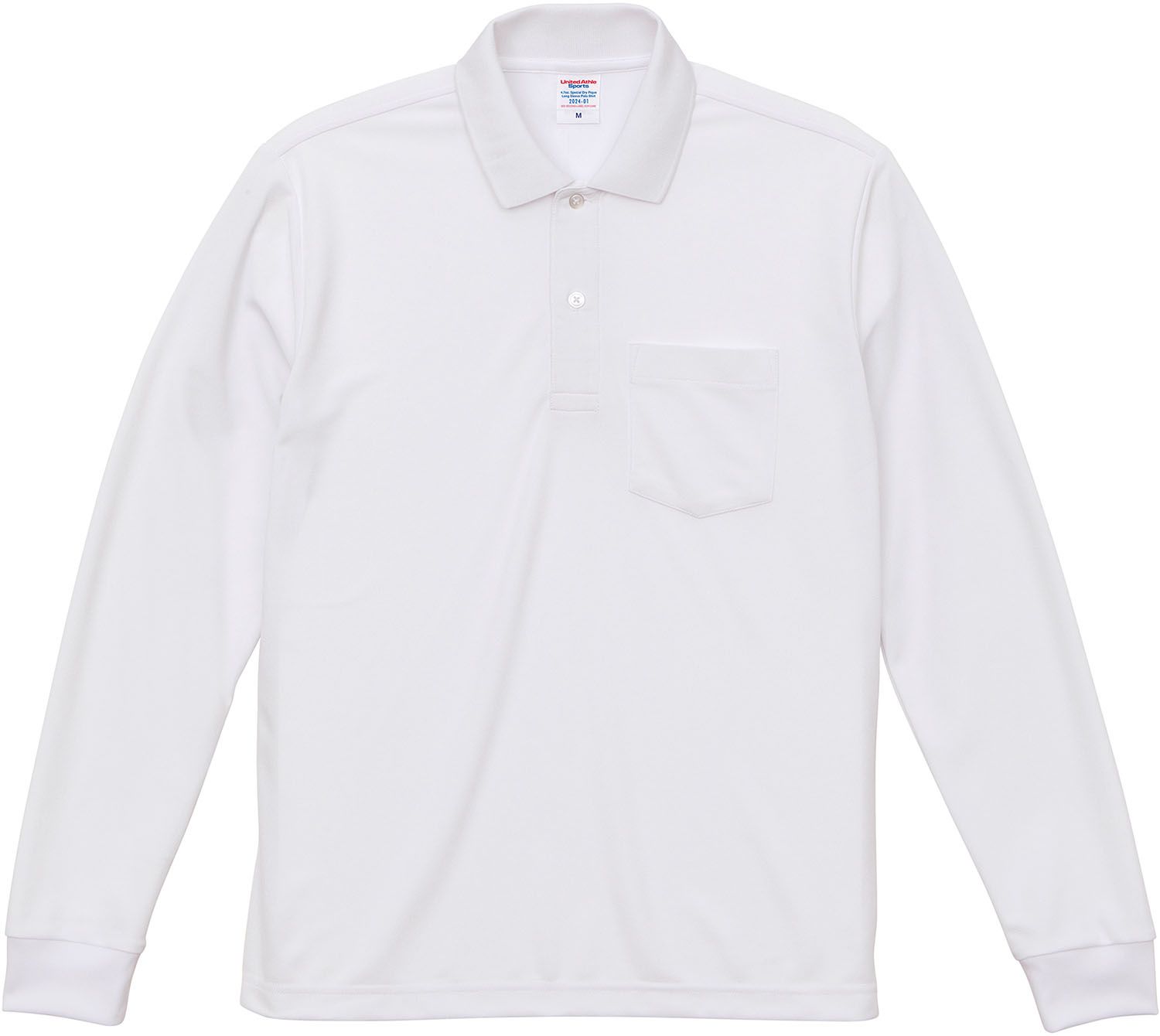 ユナイテッドアスレ UnitedAthle 4.7 オンス スペシャル ドライ カノコ ロングスリーブ ポロシャツ   ポケット付き    ローブリード   202401X 1 ホワイト