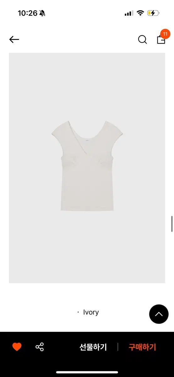 モノハ Scallop cap sleeve top アイボリー スリーブ