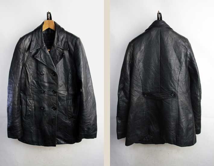 超肉厚革 DANIER CANADA Pコート型 レザー ハーフコート USA 8-10レザージャケット 古着 レディース メンズ 本革 革ジャン ライダース ヴィンテージ ビンテージ アメカジ バイク バイカー 90 s 80年代