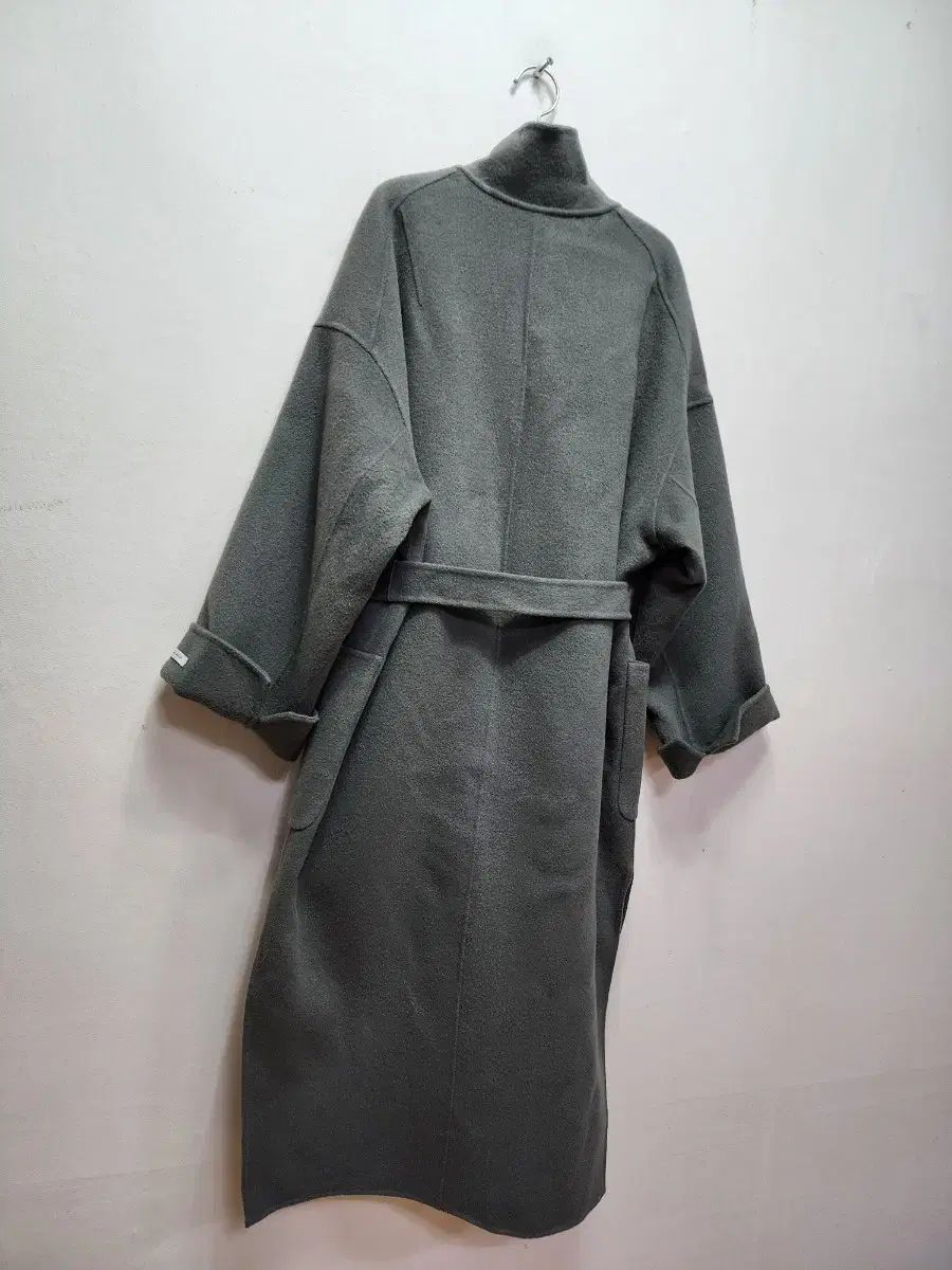  チャコール ウール ハンドメイド ベルトコート ロングコート ジャケット アウター