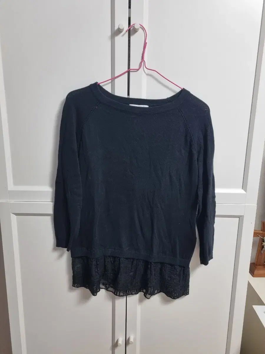 suncoo paris ブラック レース コットンTシャツ S