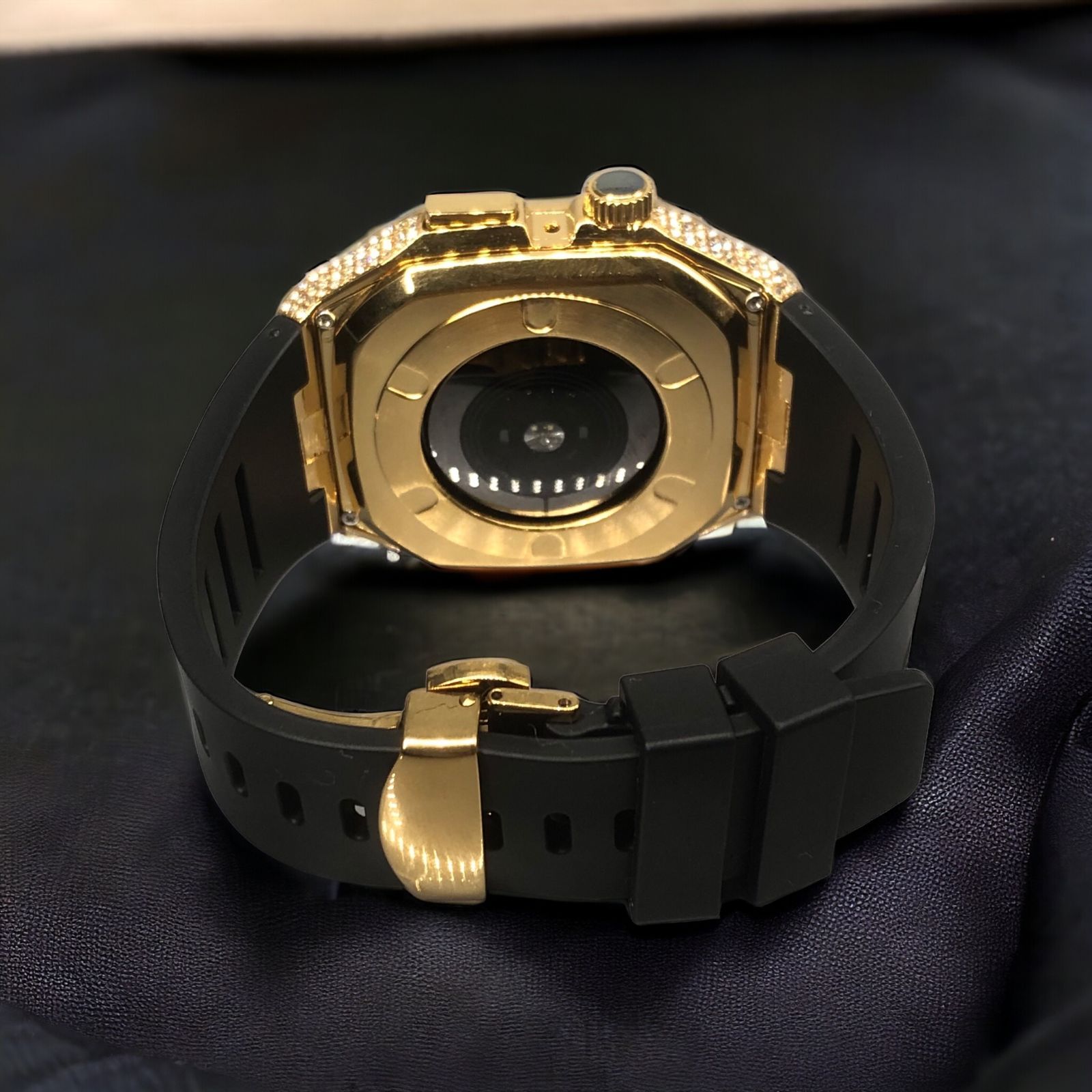  GimelZayinセット cs ブラック ゴールド アップルウォッチ ラバーベルト ステンレス Apple Watch キラキラ ケース カバー 44 mm 45 46 バンド バンド ベルト Apple Watchアクセサリー