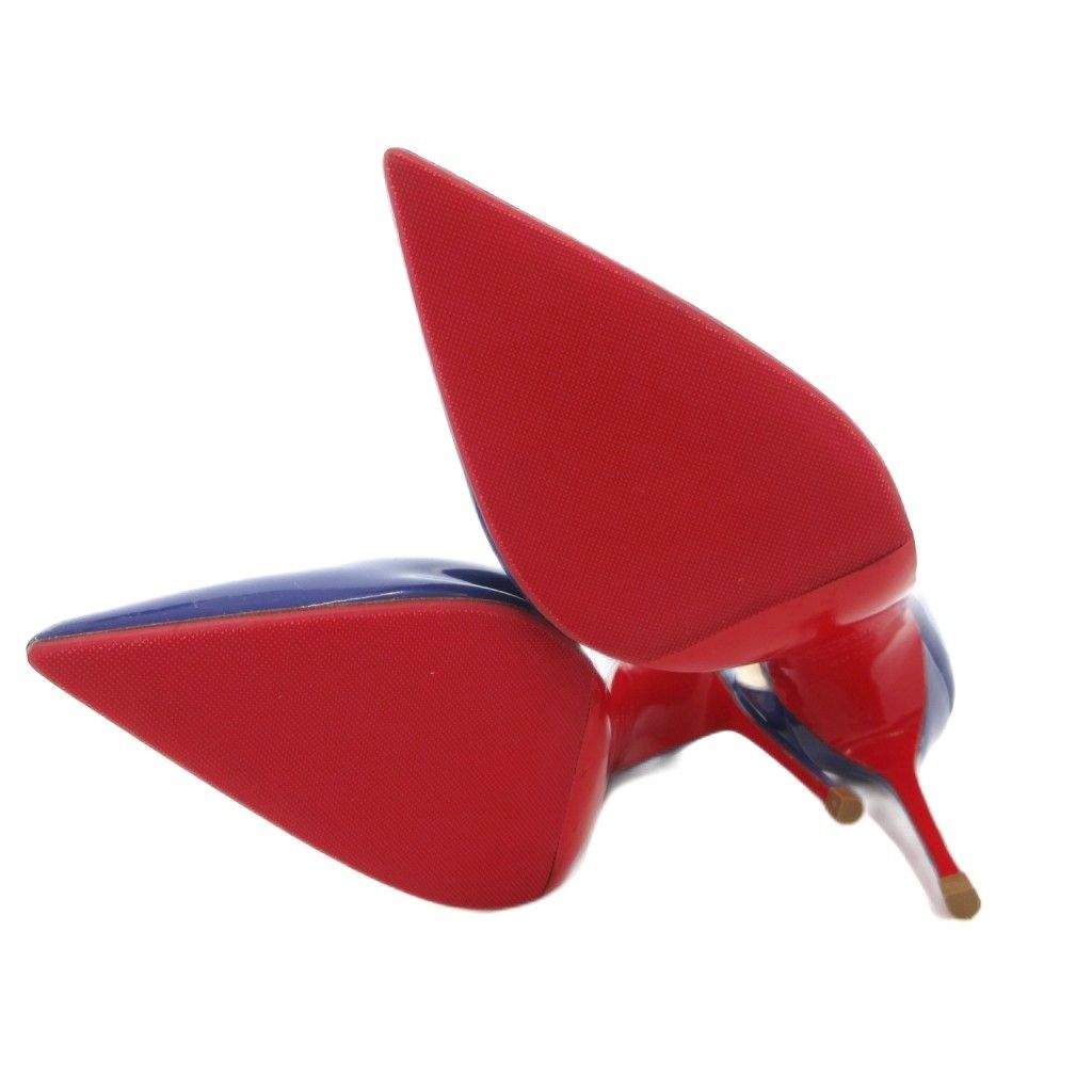 クリスチャンルブタン Christian louboutin イリザ Iriza パンプス ピンヒール ハイヒール ポインテッドトゥ エナメル パテントレザー 36 5 青 ブルー GV ハイヒール パンプス パンプス 靴