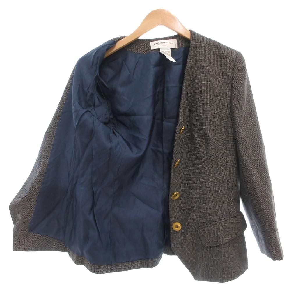 モラビト MORABITO 美品 ノーカラージャケット 40 総裏地 シングル