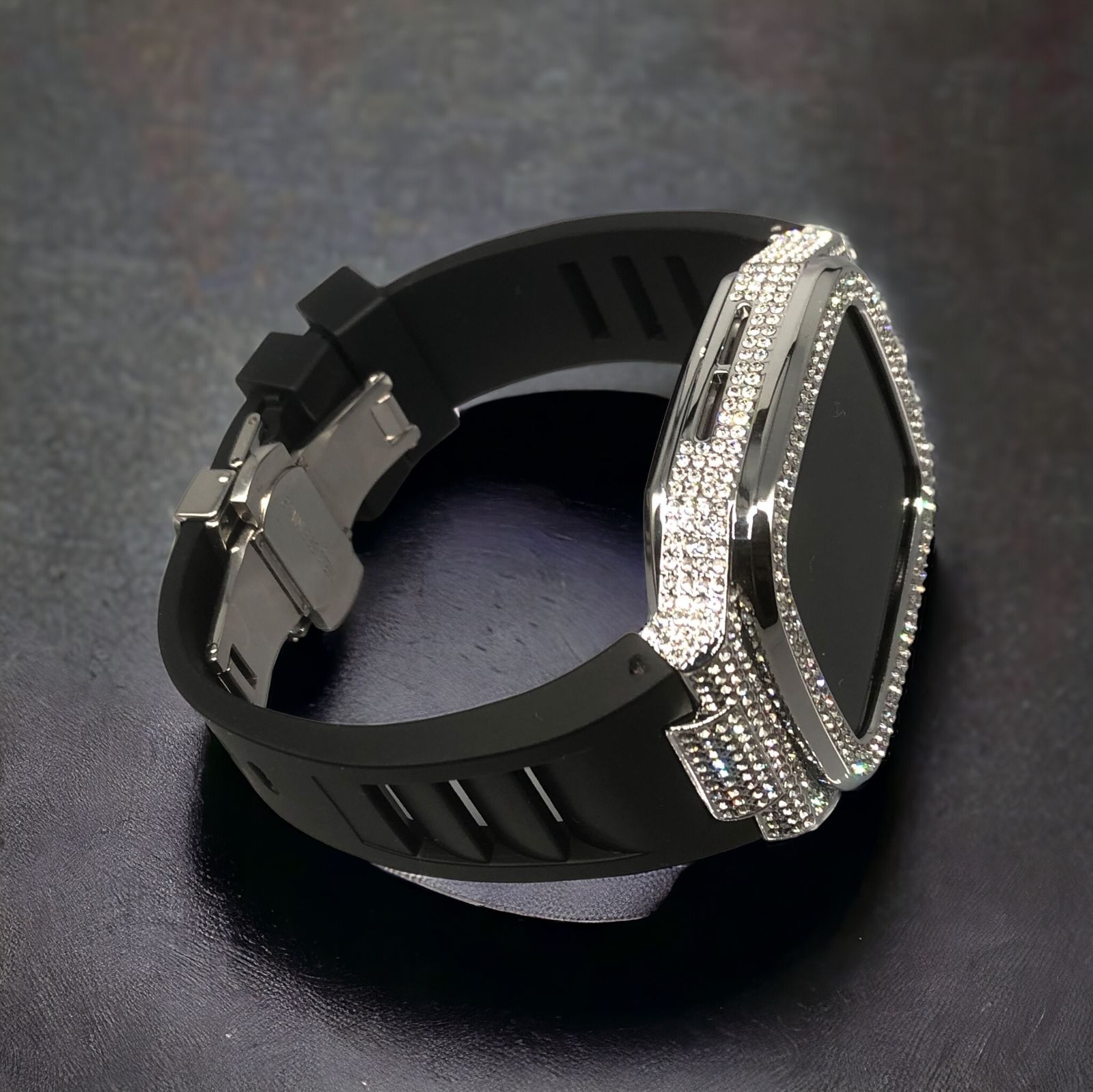 GimelZayinセット cs ブラック シルバー アップルウォッチ ラバーベルト ステンレス Apple Watch キラキラ ケース カバー 42 mm 44 45 46 バンド