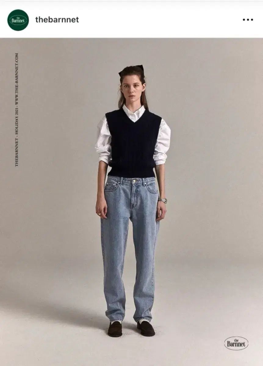 ザ バーネット ケーブル ニット ベスト ネイビー