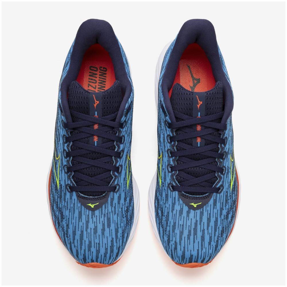 ミズノ ランニングシューズ ウエーブライダー 28 ジョギング マラソン トレーニング スポーツ 軽量 反発 厚底 メンズ ブルー×ライトグリーン×レッド 27.0 cm 4 E