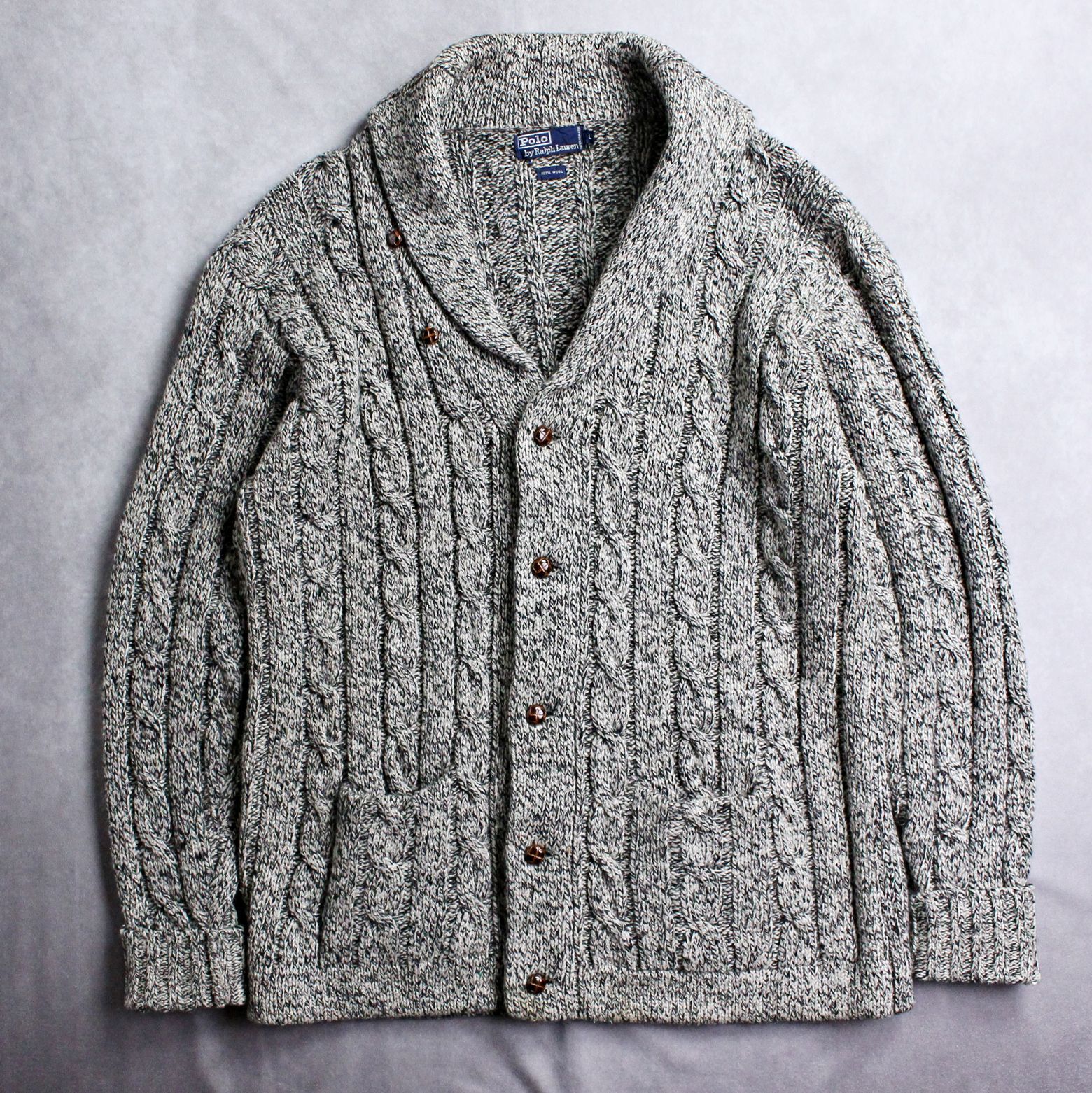 ヴィンテージ☆希少　ラルフローレン　ハンドニットロングカーディガン　ダッフル　L ヴィンテージ☆希少 ラルフローレン ハンドニットロングカーディガン