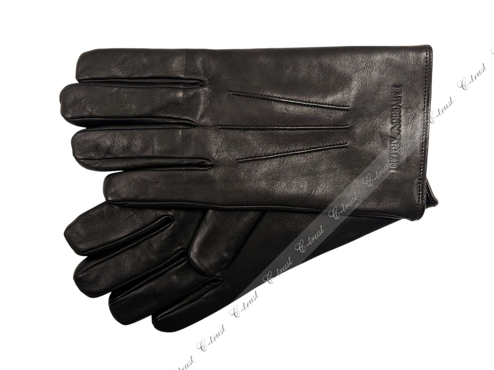 EMPORIO ARMANI エンポリオ アルマーニ 手袋 グローブ 羊革 ナッパ レザー ビジネス メンズ ロゴ イタリア製 ダークブラウン M 061-M