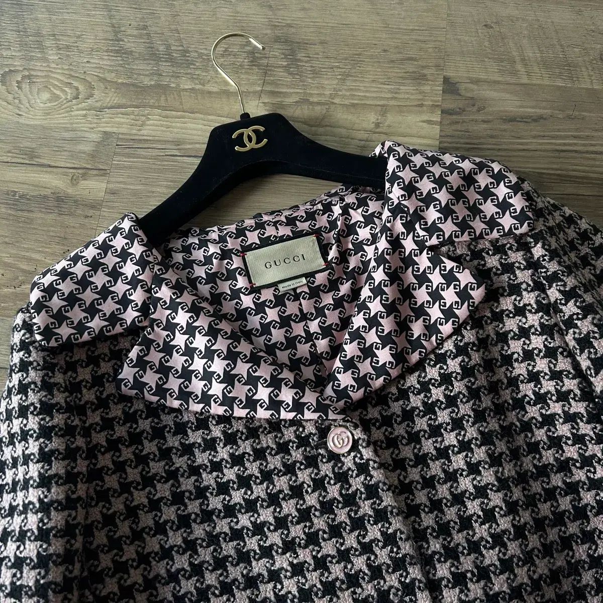 グッチ ハウンドトゥース ツイード ジャケット