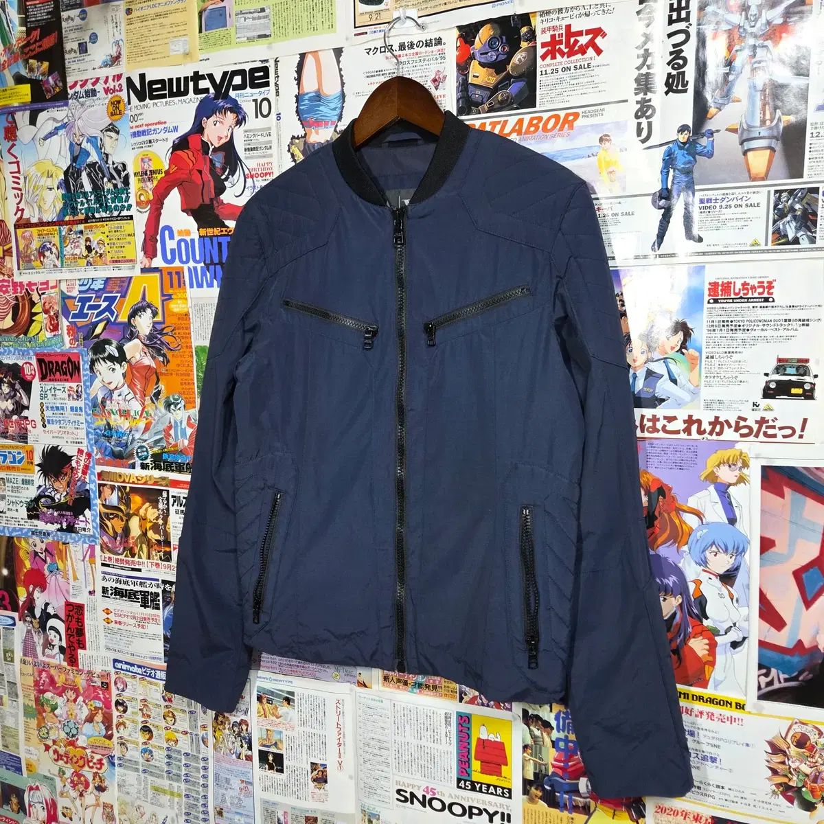 アルマーニ セール中 エクスチェンジ ネイビー パデッド バイカー