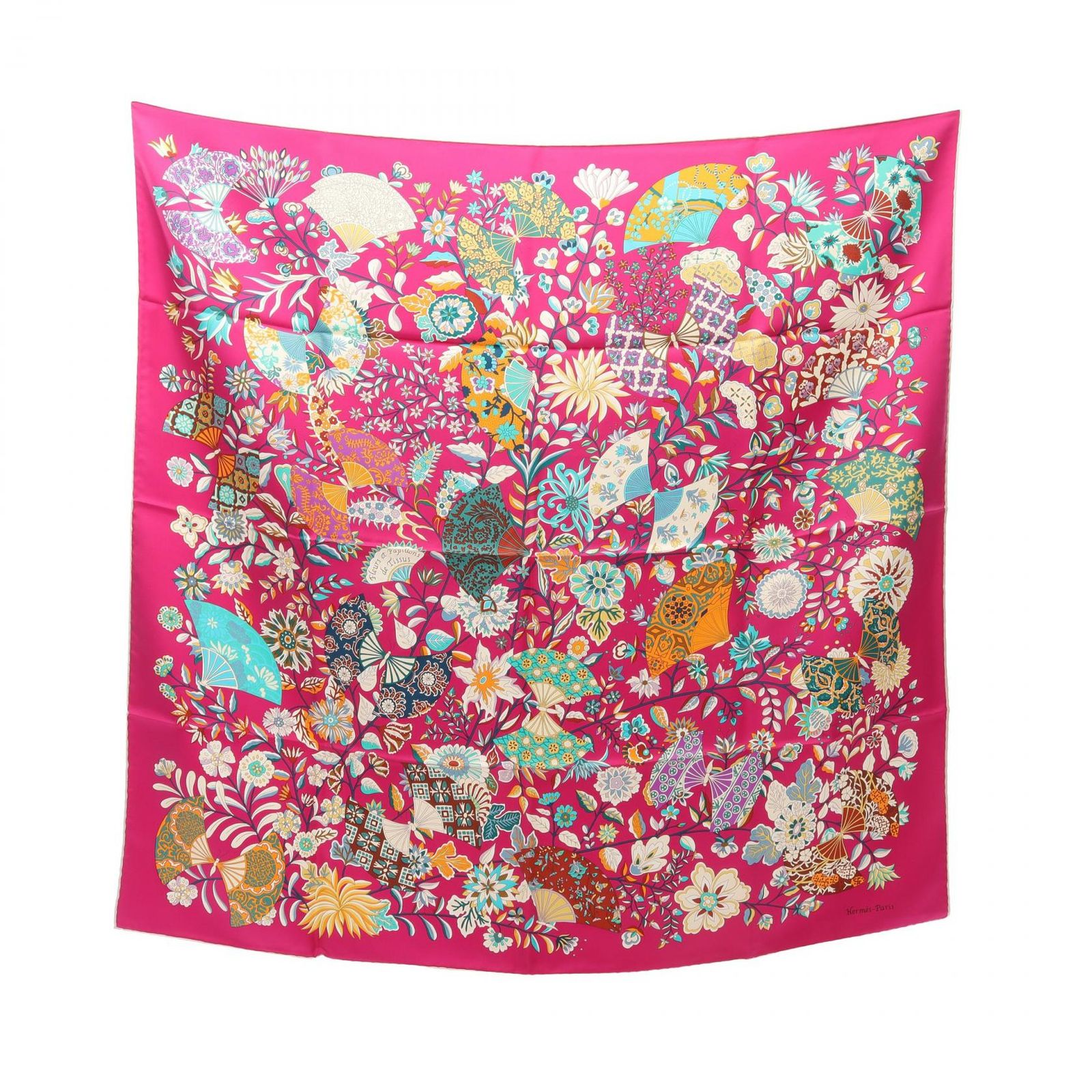 HERMES エルメス カレ90 Fleurs et papillons de tissus スカーフ