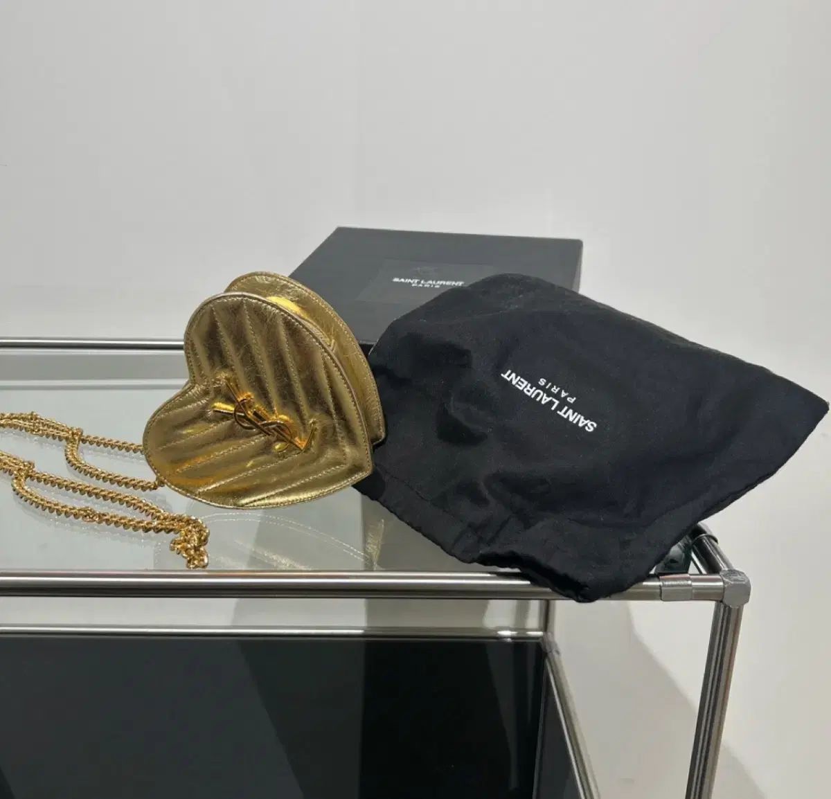  Saint Laurent サンローラン ハート チェーンバッグ ミニバッグ メッセンジャーバッグ ショルダーバッグ