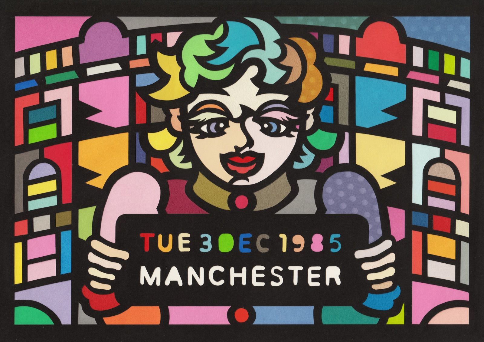A 192 1 Manchester in 1985 2025 Original art work on paper cutting with collage