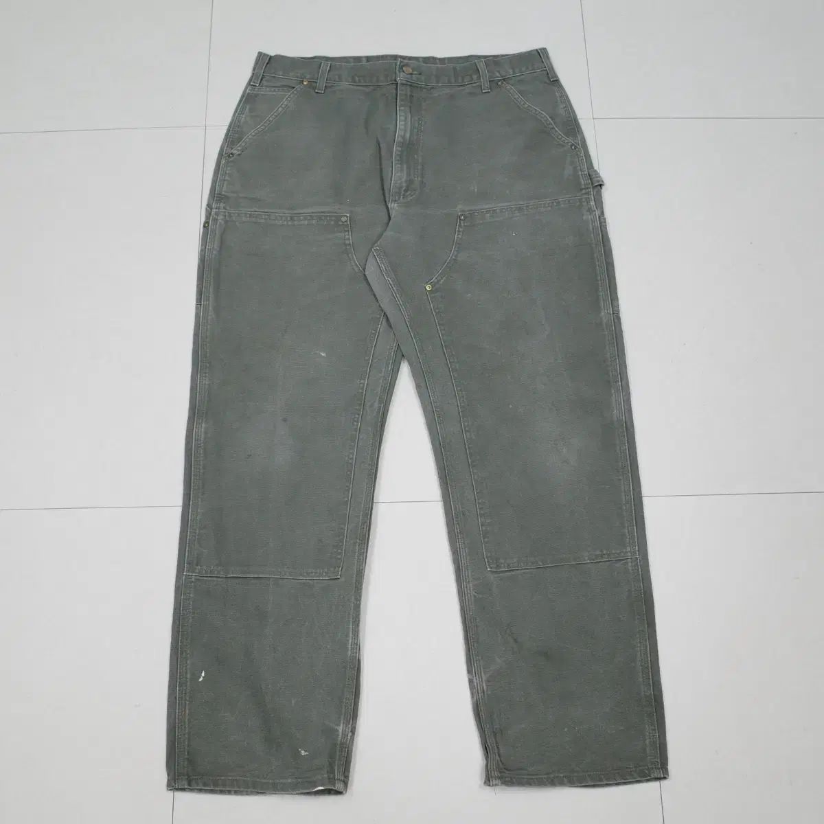 USA製 carhartt ダブルニー B01 MOS モスグリーン Carhartt カーハート モースグリン B01-MOS ダブルニー ワークパンツ