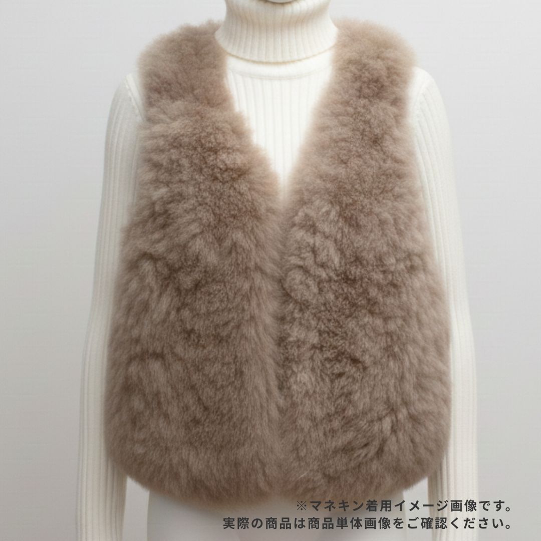 Ron Herman ロンハーマン リアルファー ゴートレザー ベスト ベージュ