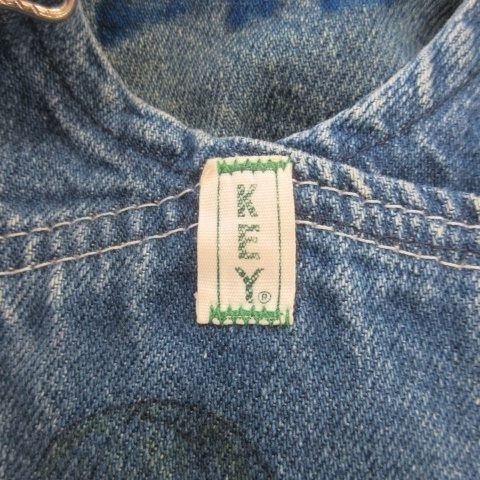  キー KEY ヴィンテージ オーバーオール サロペット デニム 手書き ペイント 総柄 青 ブルー AH 25 GY 44 その他 トップス