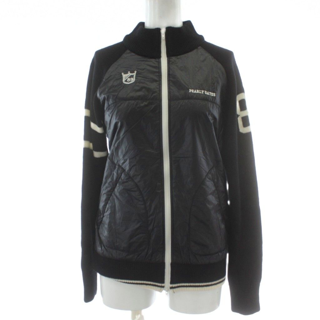 パーリーゲイツ PEARLY GATES 中綿切替ニットジャケット ウール 1 黒 ブラック ジップアップ 長袖 ゴルフウェア 055-272042 PP GY 01