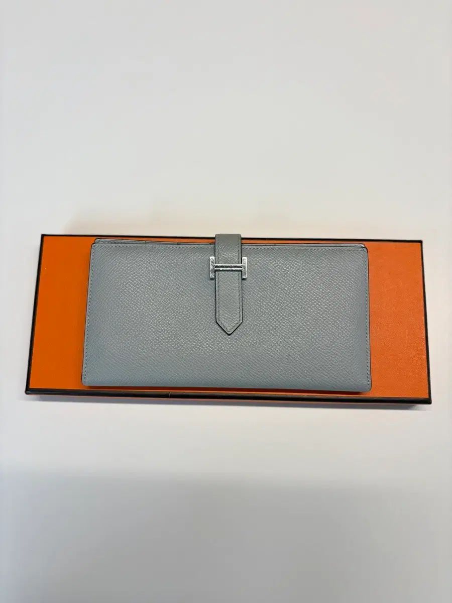 エルメス ベアン ロングウォレット グレー シルバー C刻印
