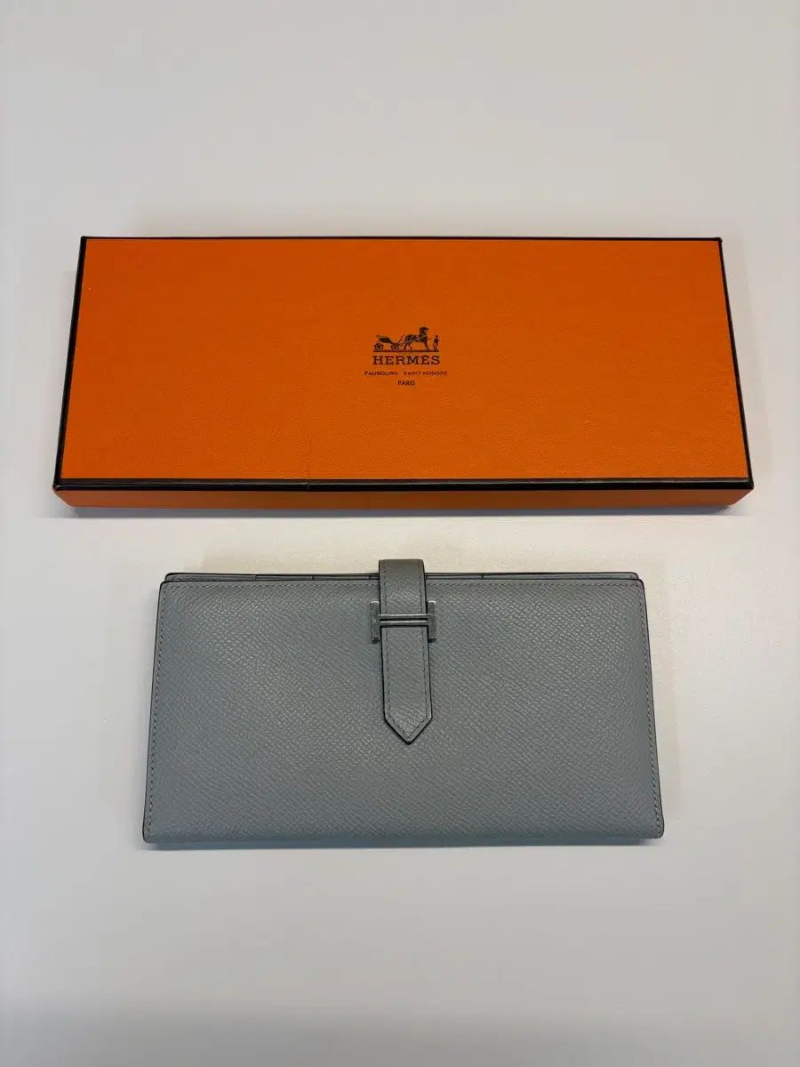 エルメス ベアン ロングウォレット グレー シルバー C刻印
