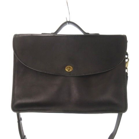 コーチ COACH ヴィンテージ ショルダーバッグ ブリーフケース レザー ターンロック 黒 ブラック 5265 AH 12 GY 11