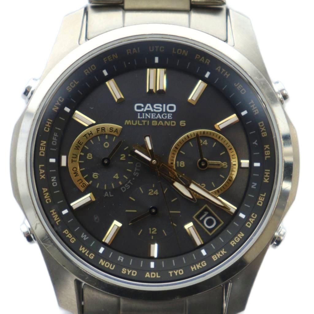 カシオ CASIO LIW M 610 TS LINEAGE リエージ 腕時計 ウォッチ ソーラー クロノグラフ デイト カレンダー付き ロゴ シルバー色 GY 18 MQ