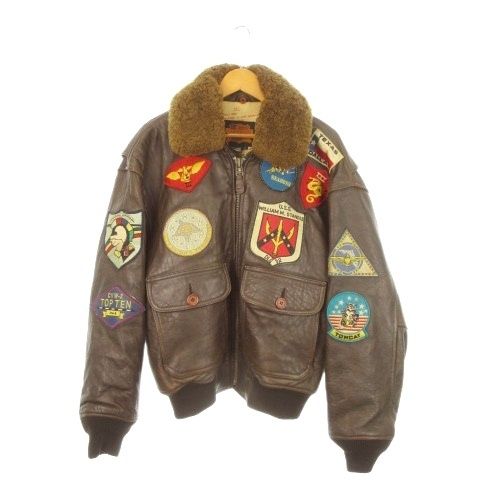 フリーダム DOM フライトジャケット B-3 本革 レザー ジップアップ 中綿 ワッペン ミリタリー XS 茶 ブラウン MN 13 GY 18