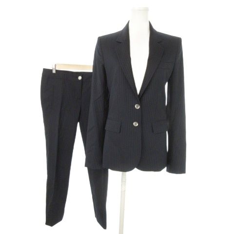ディー-ジー ドルガバ ドルチェ-ガッバーナ D-G スーツ セットアップ 2点セット テーラードジャケット 総裏地 パンツ スラックス ストライプ 38 M 紺 ネイビー AO 2 GY 18