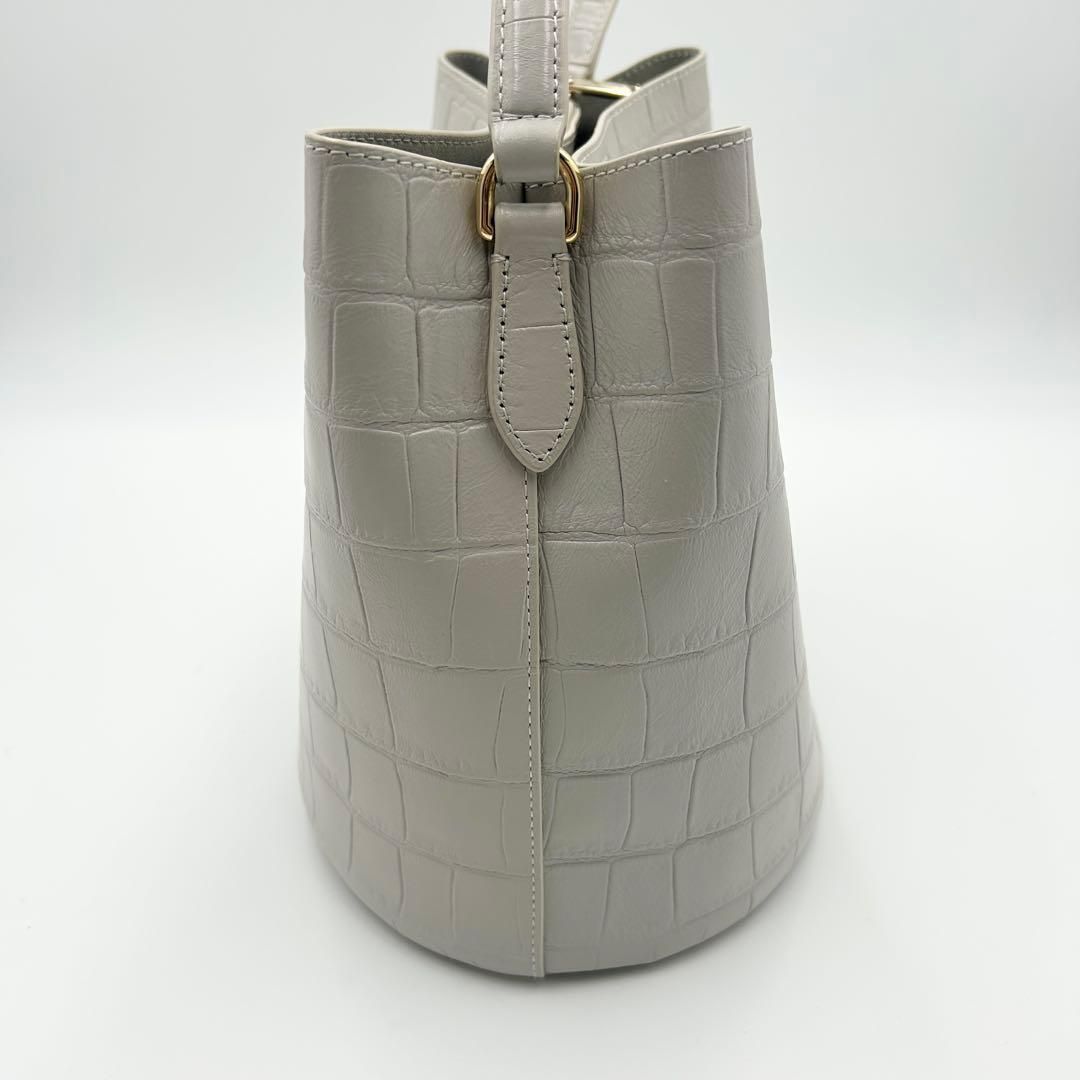 美品 FURLA フルラ 2WAY ダナエ バケットバッグ クロコ グレー - メルカリ