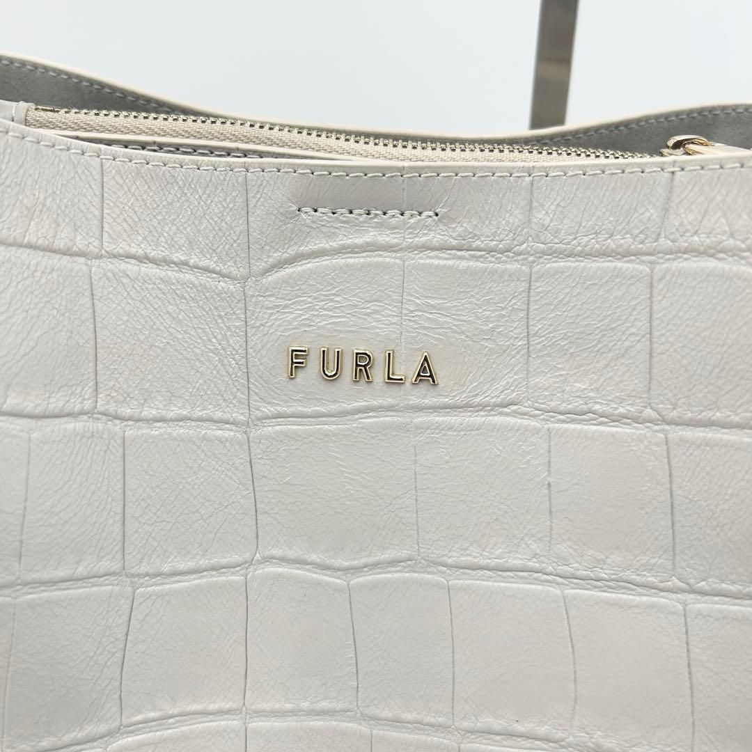 美品 FURLA フルラ 2WAY ダナエ バケットバッグ クロコ グレー - メルカリ