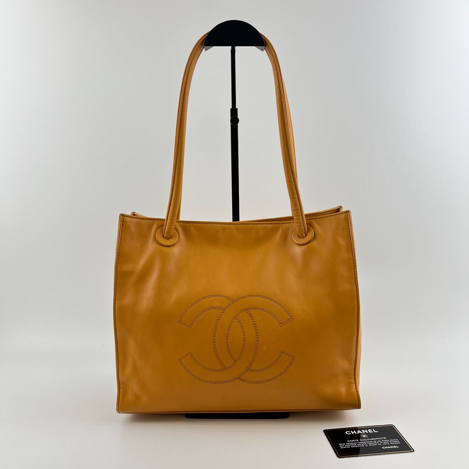 中古】CHANEL シャネル ココマーク マトラッセ トートバッグ オレンジ