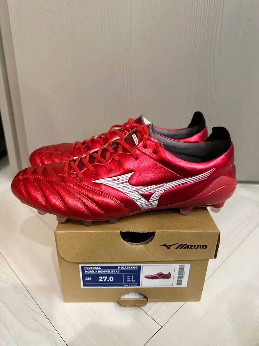 mizuno ミズノ モレリア NEO 4 エリート AG 270 サッカーシューズ モデル ルビーレッドパック